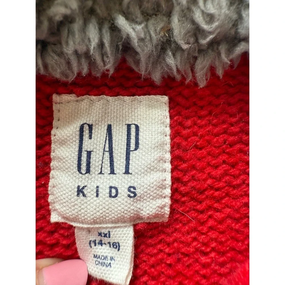 Gap Kids Fair Isle Mock Neck Sweater Red Navy Blue XXL‎ 14-16